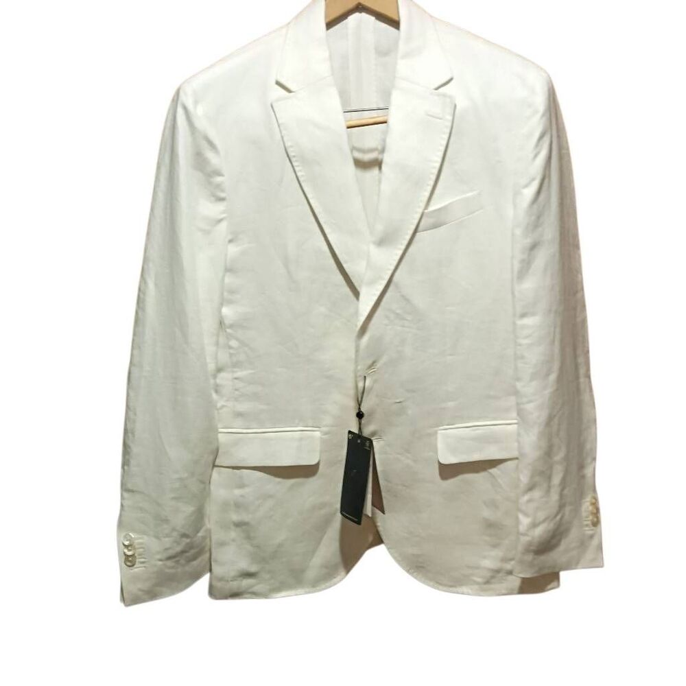 NWT Massimo Dutti Men's Linen Sports Coat Size 38 Ivory